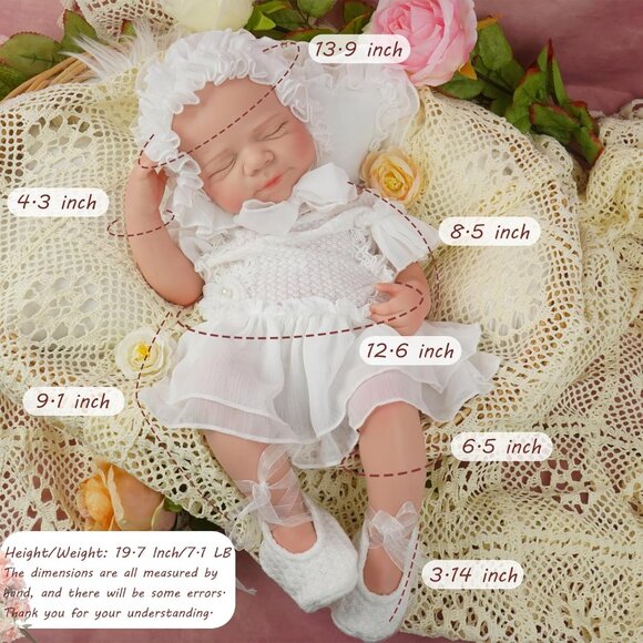 20 Inch Lifelike Full SiliconevBody Newborn Girl Reborn Baby Dolls Sleeping Doll - Picture 4 of 6